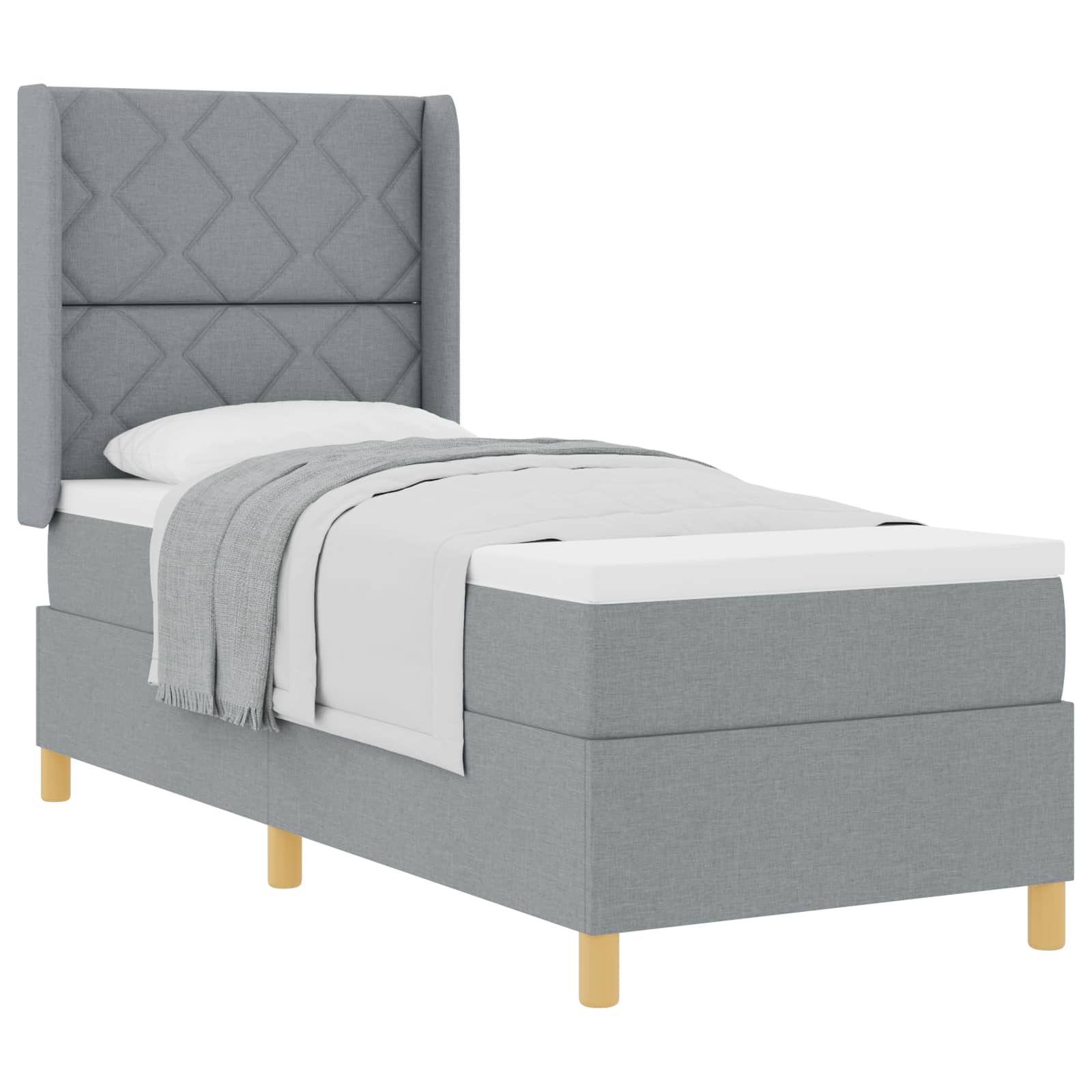 Boxspringbett mit Kopfteil Hellgrau 80 x 200 cm Stoff