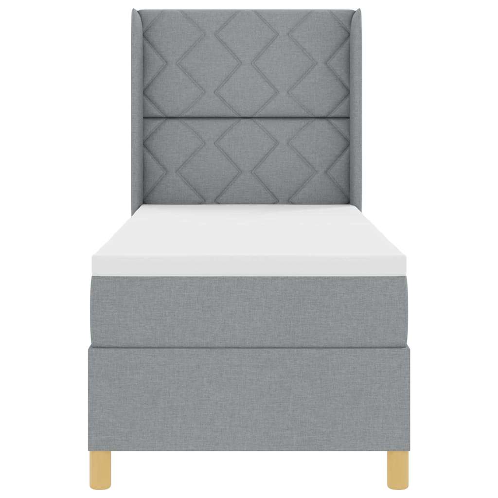 Boxspringbett mit Kopfteil Hellgrau 80 x 200 cm Stoff