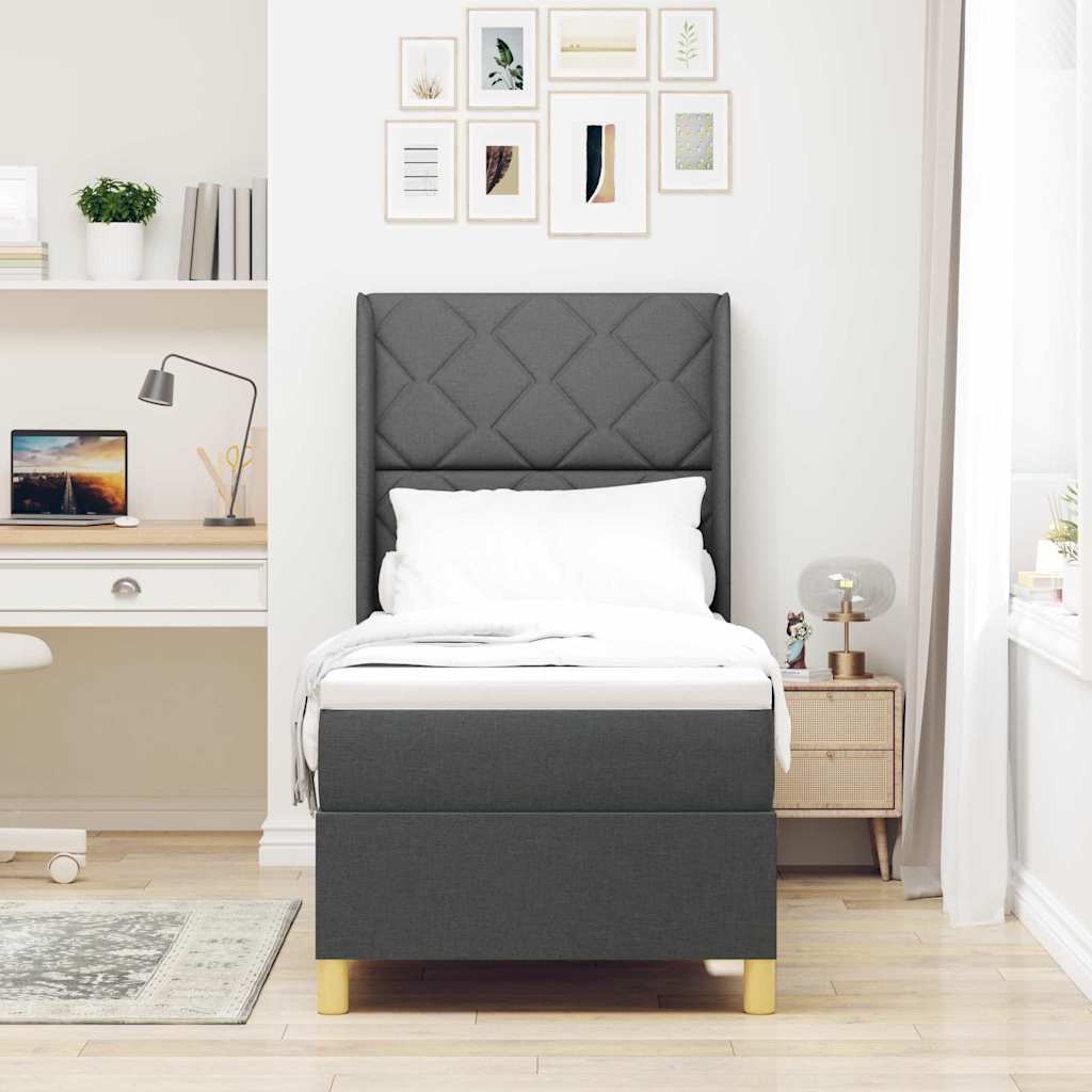 Boxspringbett mit Kopfteil Dunkelgrau 80 x 200 cm Stoff