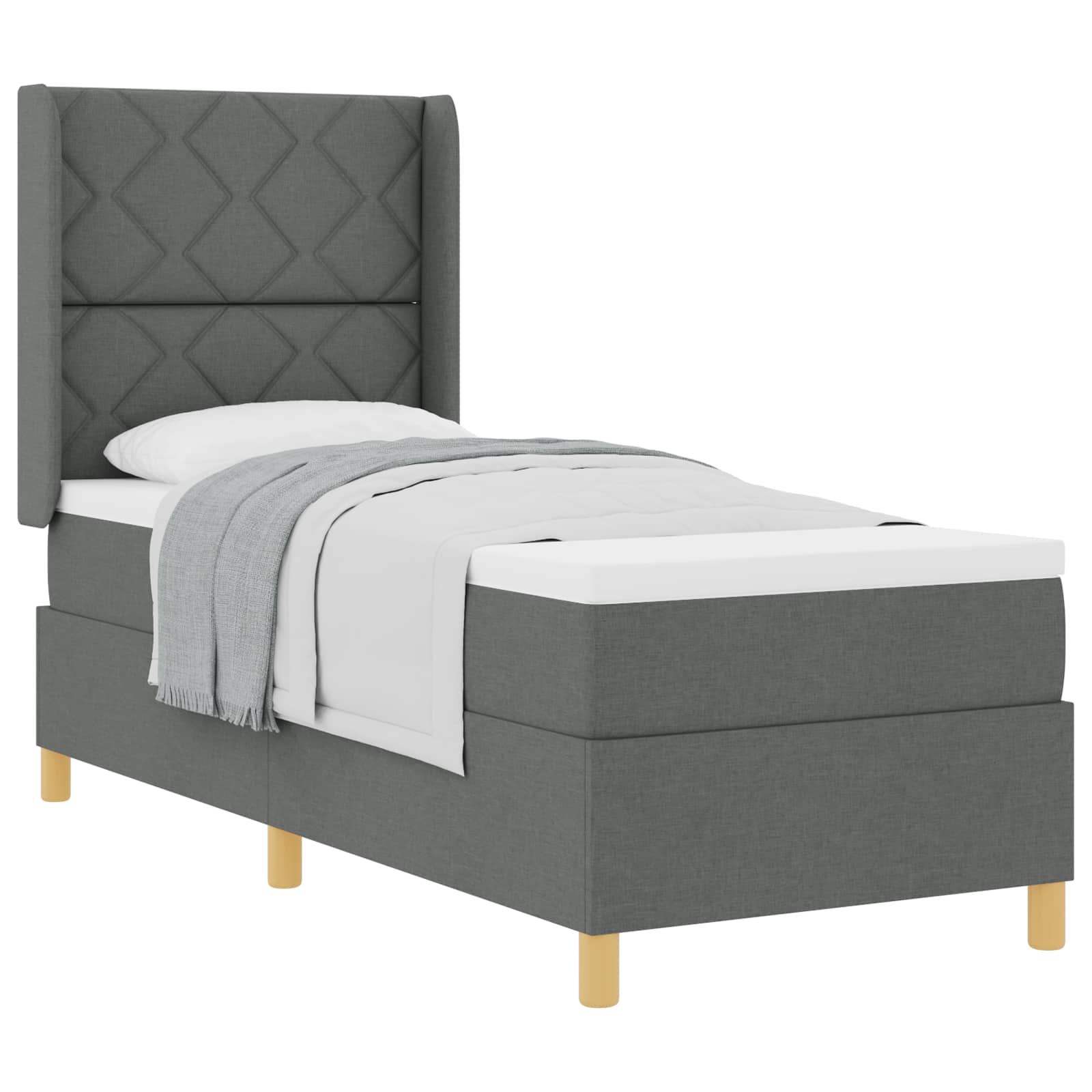 Boxspringbett mit Kopfteil Dunkelgrau 80 x 200 cm Stoff