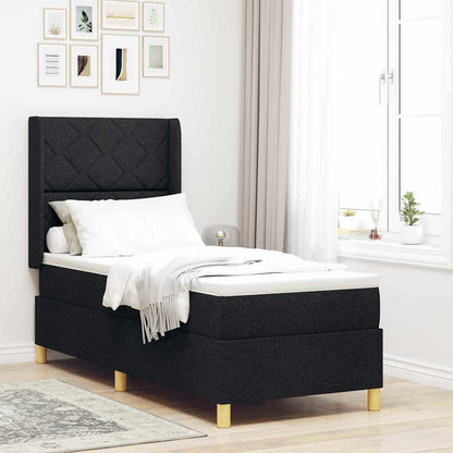Boxspringbett mit Kopfteil Schwarz 80 x 200 cm Stoff