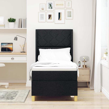 Boxspringbett mit Kopfteil Schwarz 80 x 200 cm Stoff