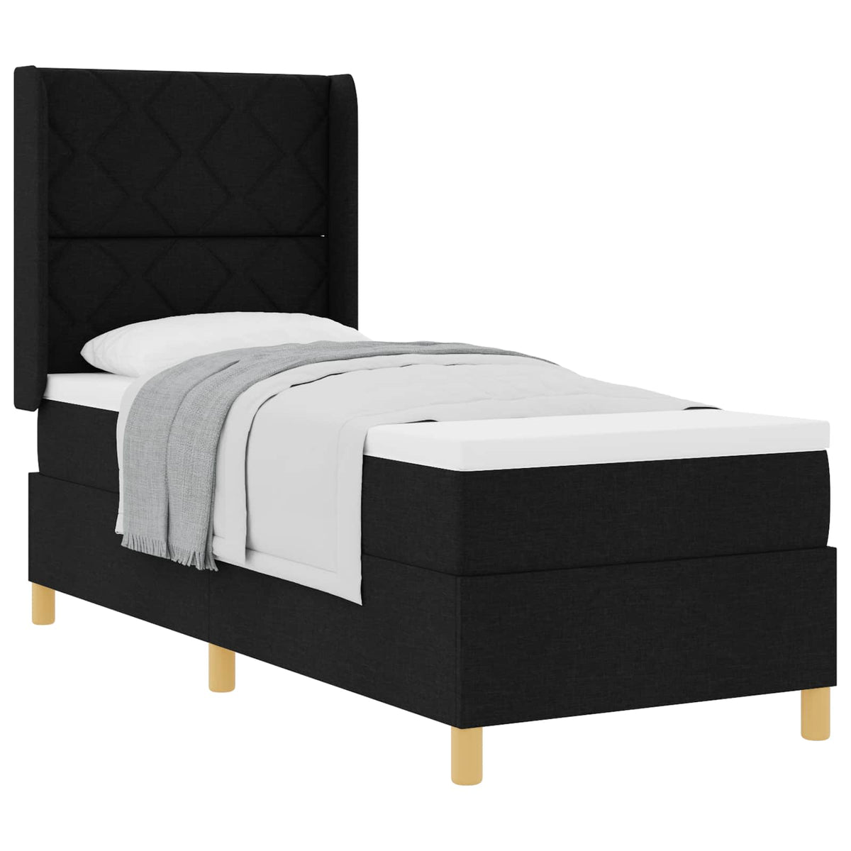 Boxspringbett mit Kopfteil Schwarz 80 x 200 cm Stoff