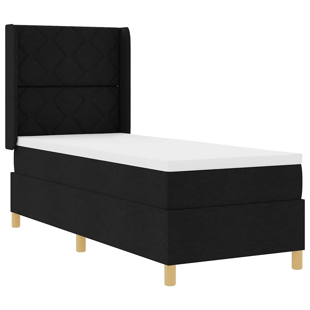 Boxspringbett mit Kopfteil Schwarz 80 x 200 cm Stoff