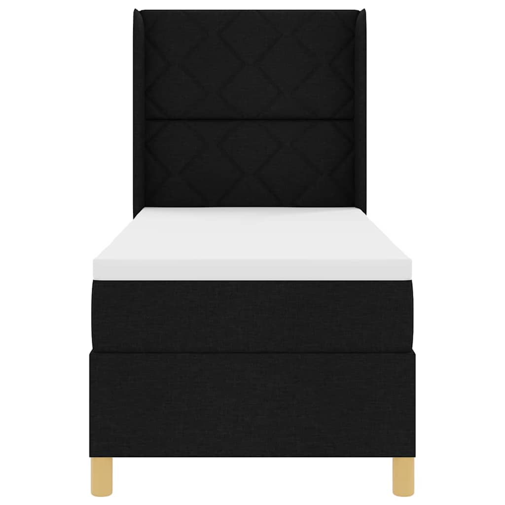 Boxspringbett mit Kopfteil Schwarz 80 x 200 cm Stoff