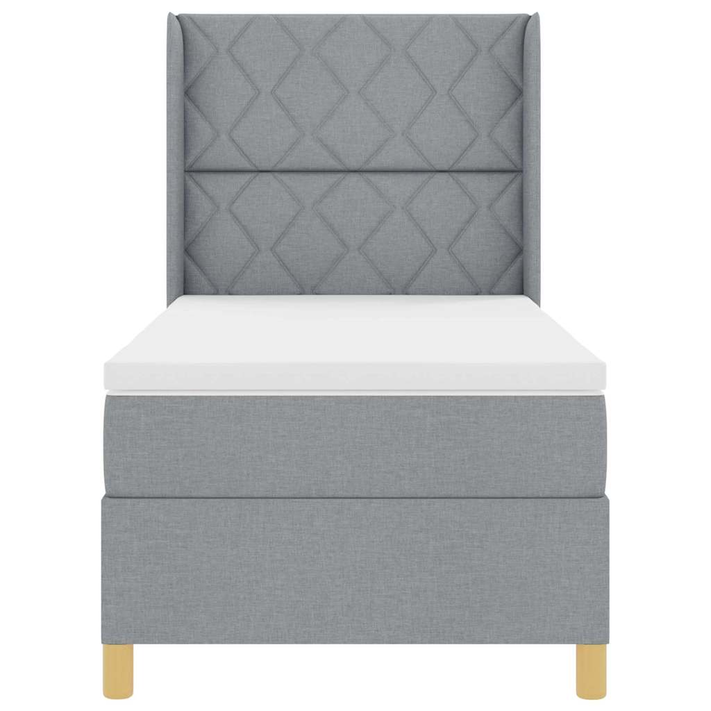 Boxspringbett mit Kopfteil Hellgrau 90 x 190 cm Stoff