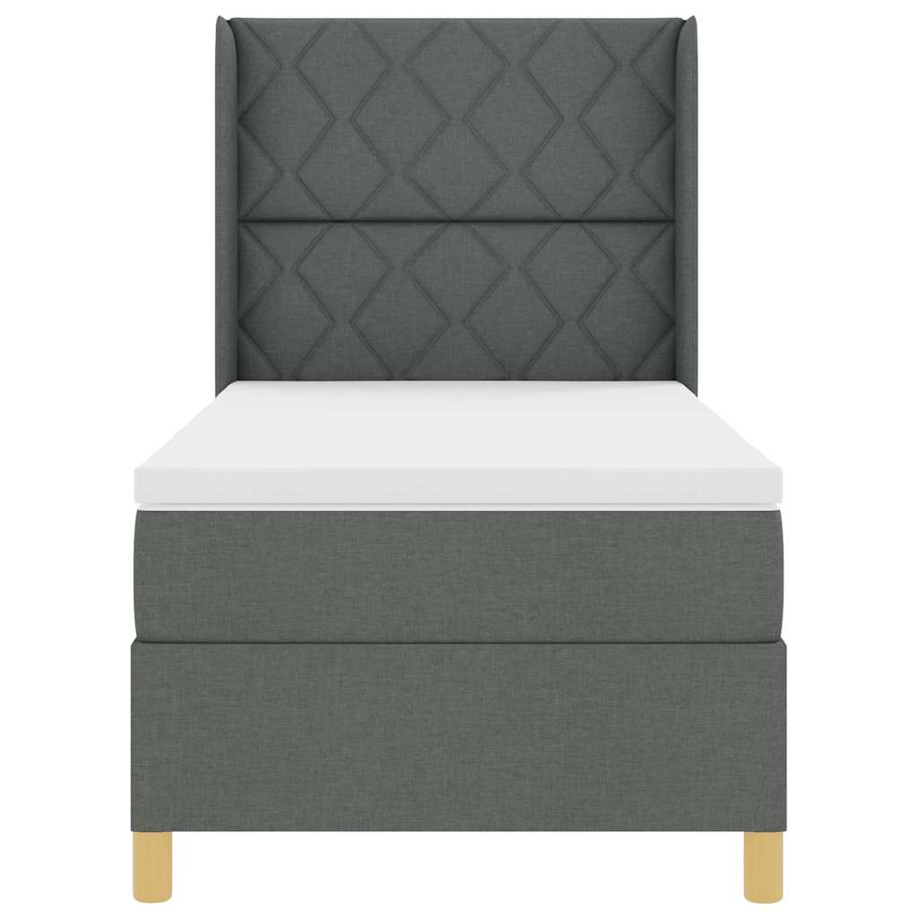 Boxspringbett mit Kopfteil Dunkelgrau 90 x 190 cm Stoff