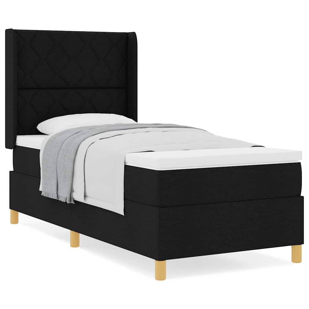 Boxspringbett mit Matratze Schwarz 90 x 190 cm Stoff