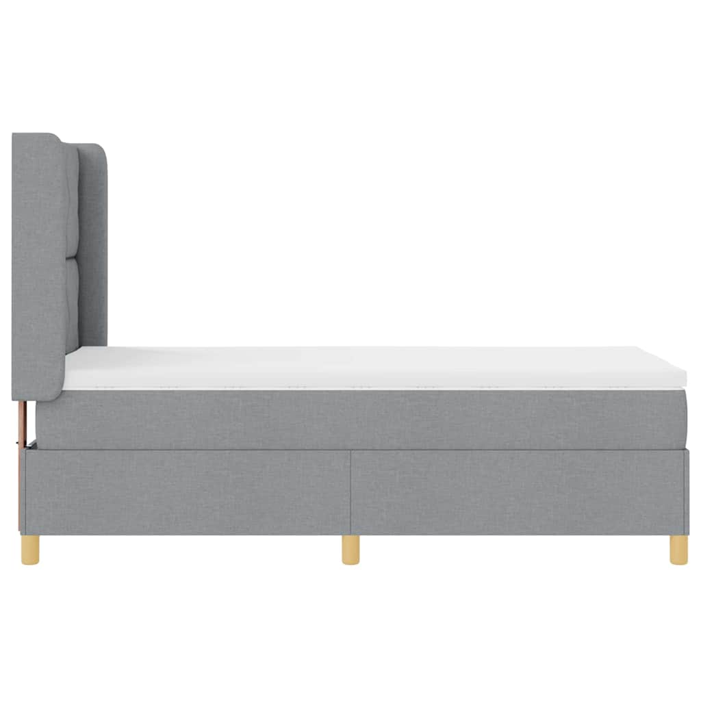 Boxspringbett mit Kopfteil Hellgrau 90 x 200 cm Stoff