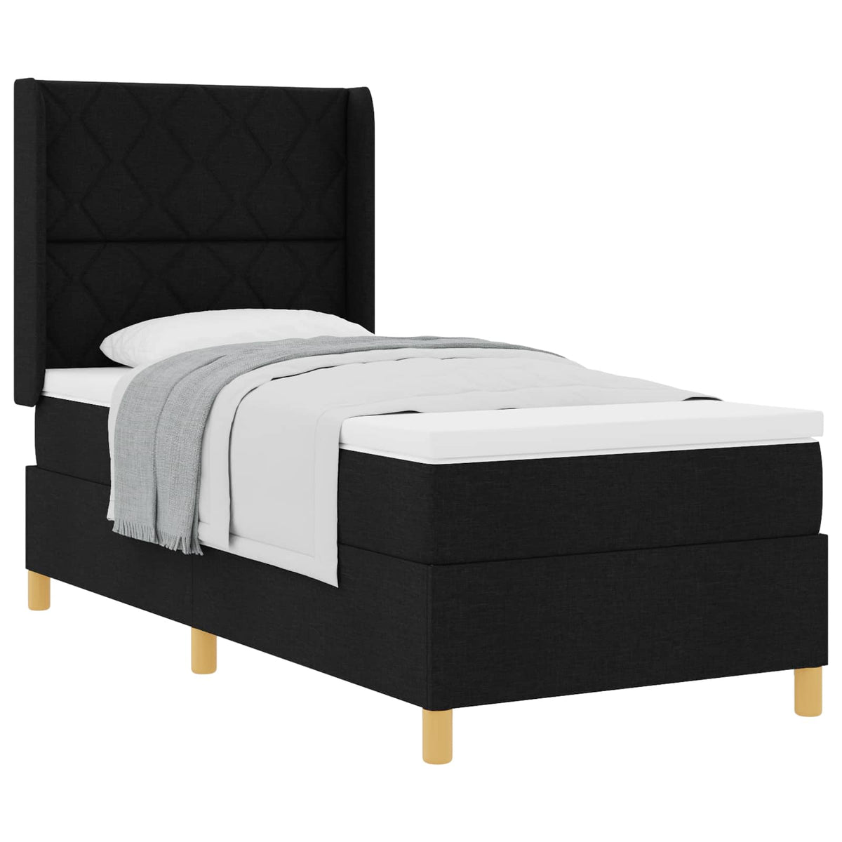 Boxspringbett mit Kopfteil Schwarz 100 x 200 cm Stoff