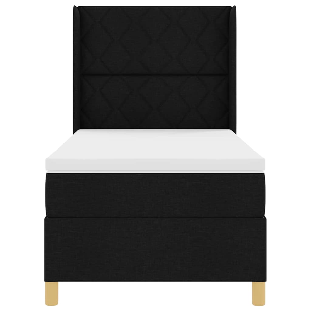 Boxspringbett mit Kopfteil Schwarz 100 x 200 cm Stoff