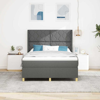 Boxspringbett mit Kopfteil Dunkelgrau 140 x 190 cm Stoff