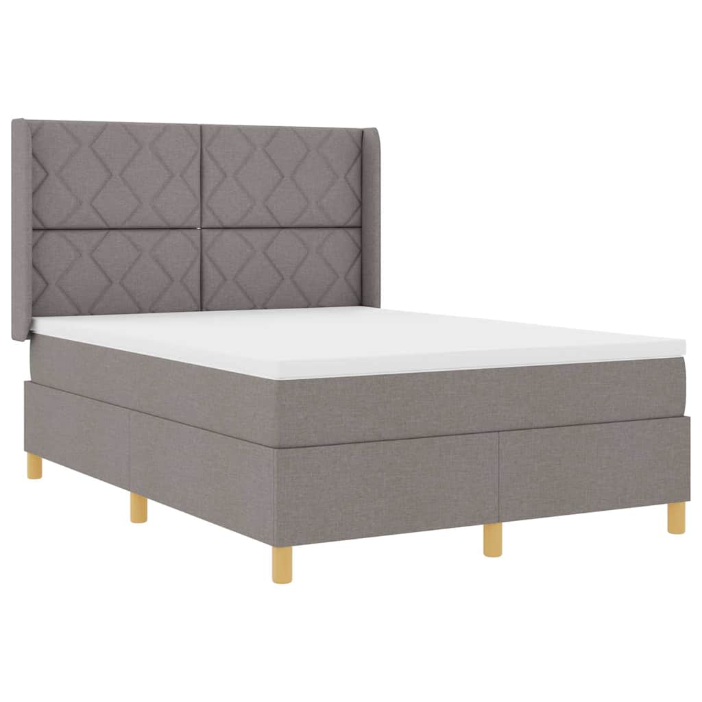 Boxspringbett mit Matratze Taupe 140 x 190 cm Stoff