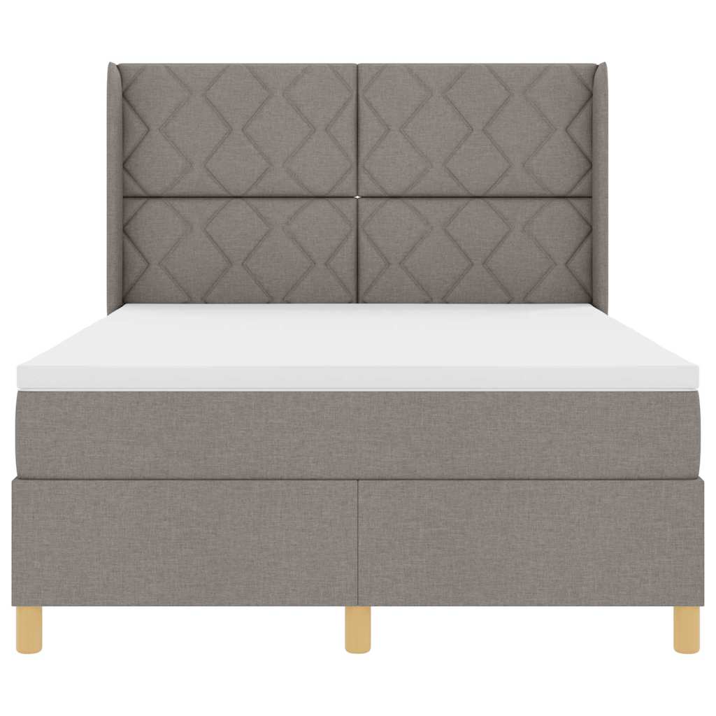 Boxspringbett mit Matratze Taupe 140 x 190 cm Stoff
