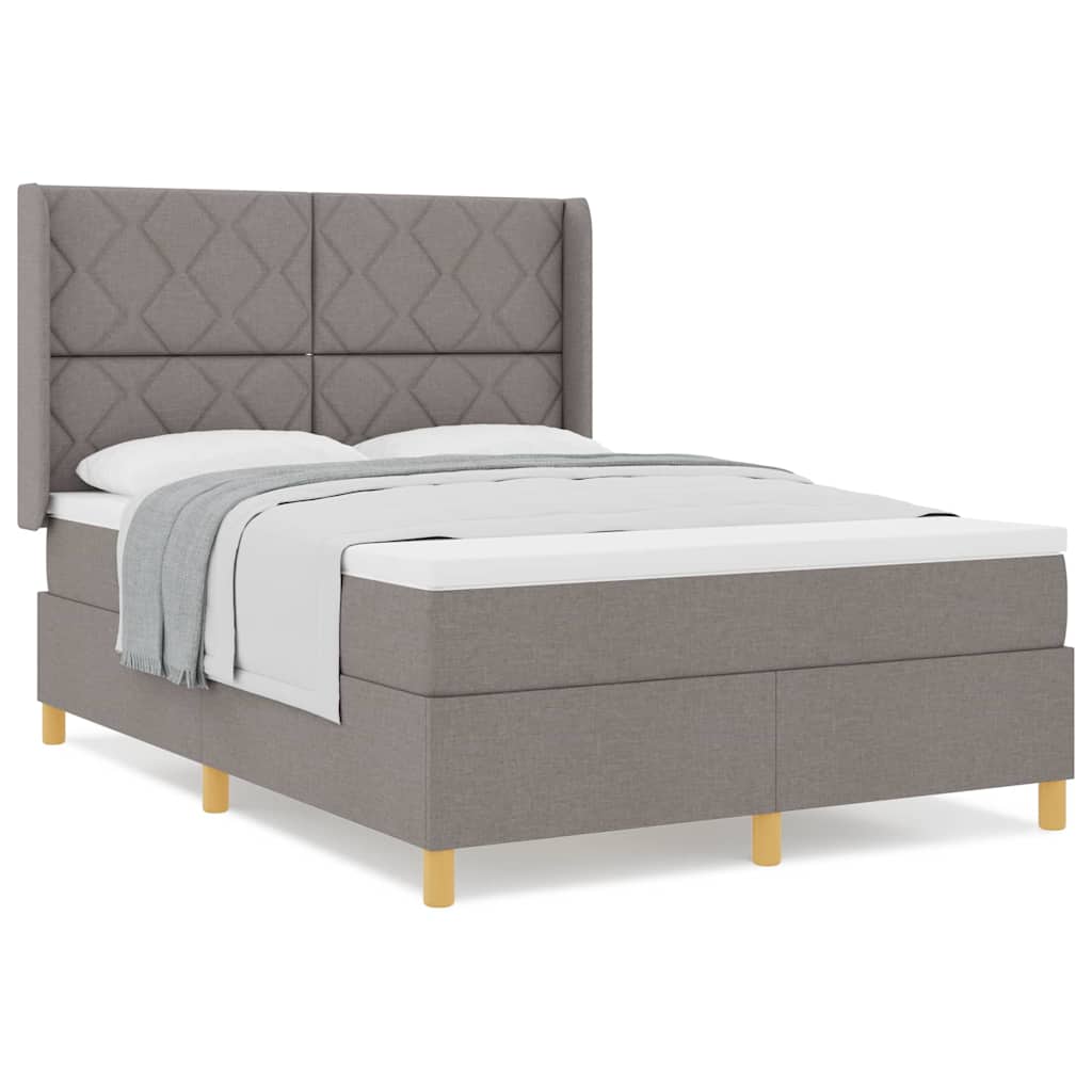 Boxspringbett mit Matratze Taupe 140 x 190 cm Stoff