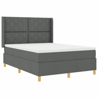 Boxspringbett mit Kopfteil Dunkelgrau 140 x 200 cm Stoff