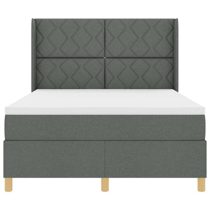 Boxspringbett mit Kopfteil Dunkelgrau 140 x 200 cm Stoff