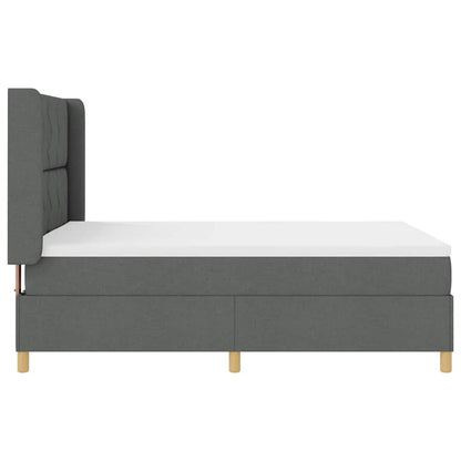 Boxspringbett mit Kopfteil Dunkelgrau 140 x 200 cm Stoff