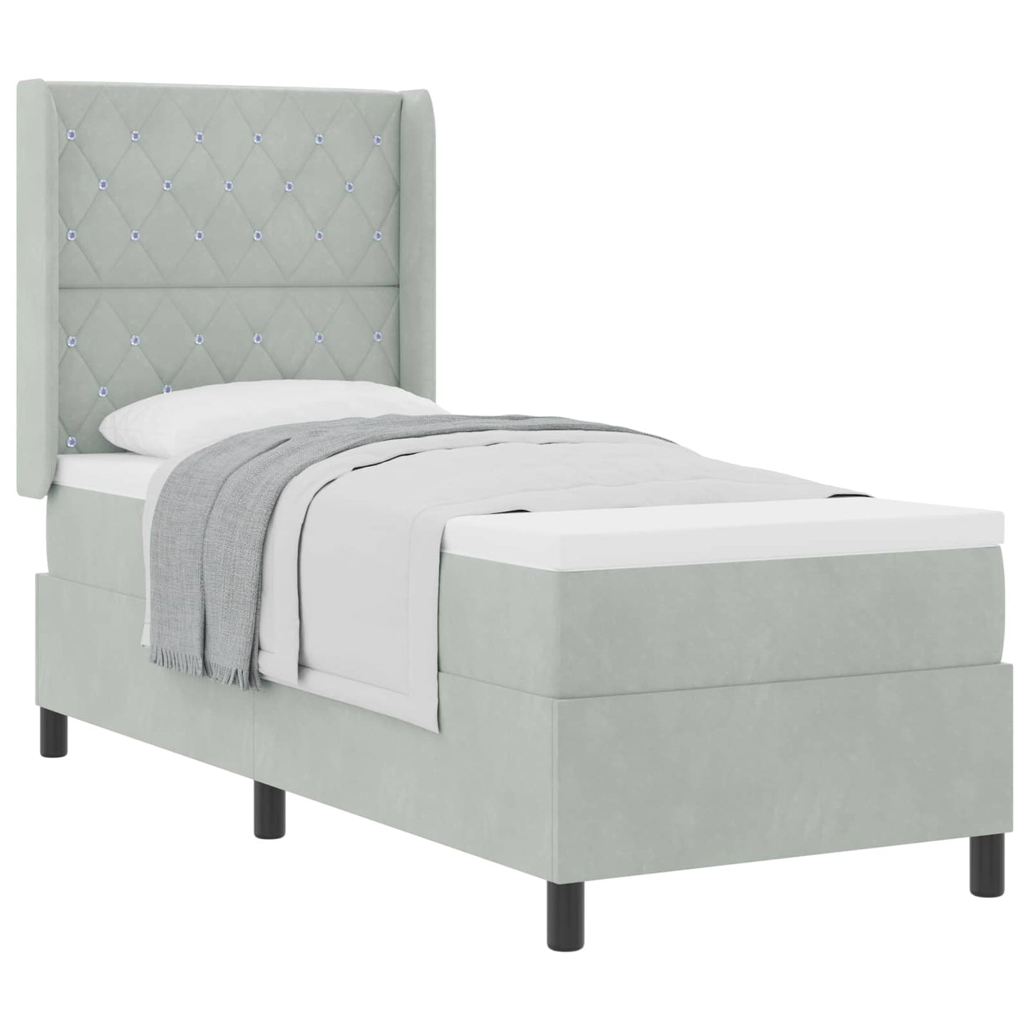Boxspringbett mit Matratze Hellgrau 80 x 200 cm Samt