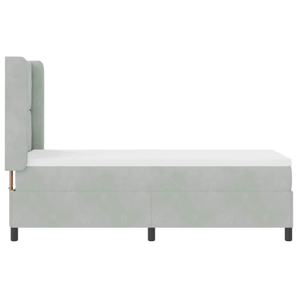 Boxspringbett mit Matratze Hellgrau 80 x 200 cm Samt