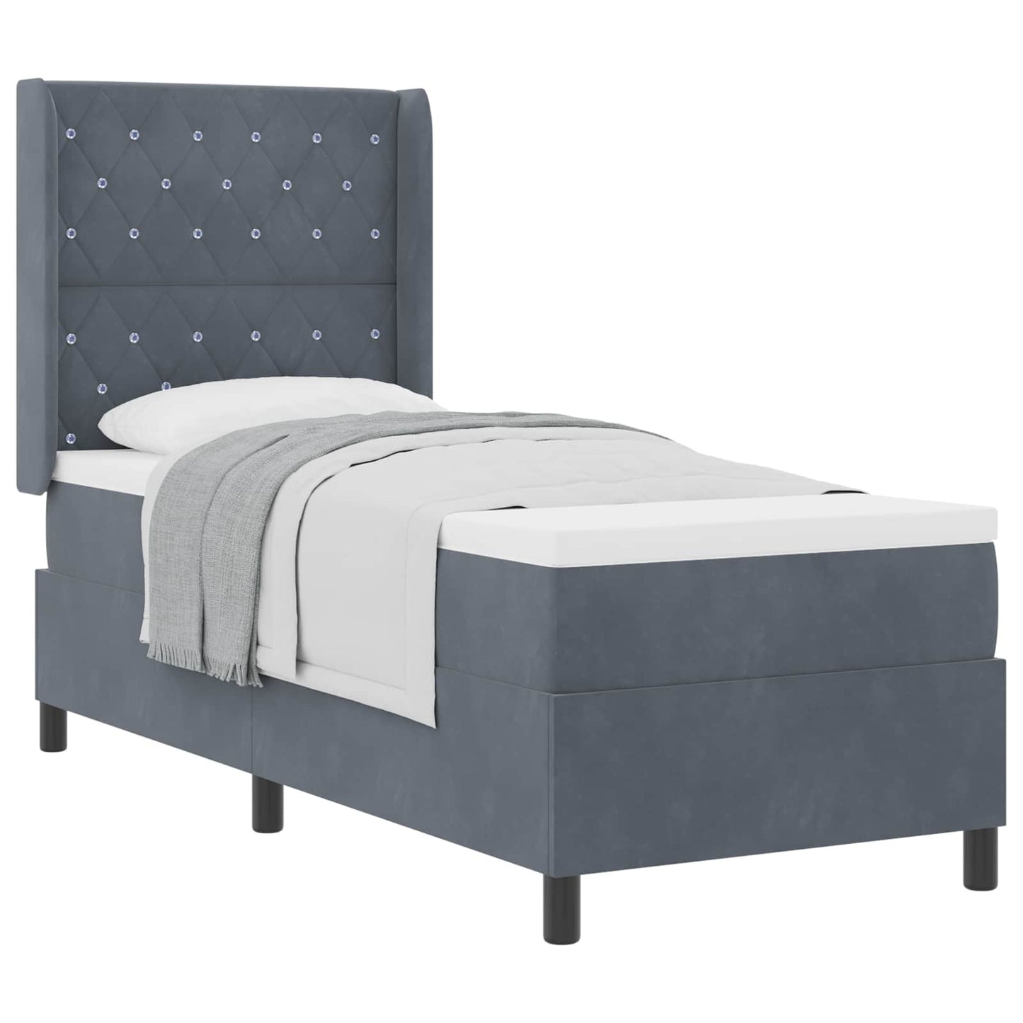Boxspringbett mit Matratze Dunkelgrau 80 x 200 cm Samt