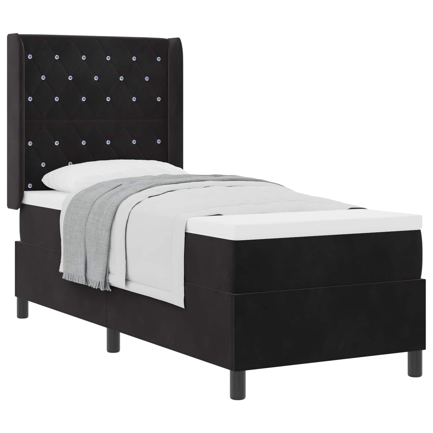 Boxspringbett mit Matratze Schwarz 80 x 200 cm Samt