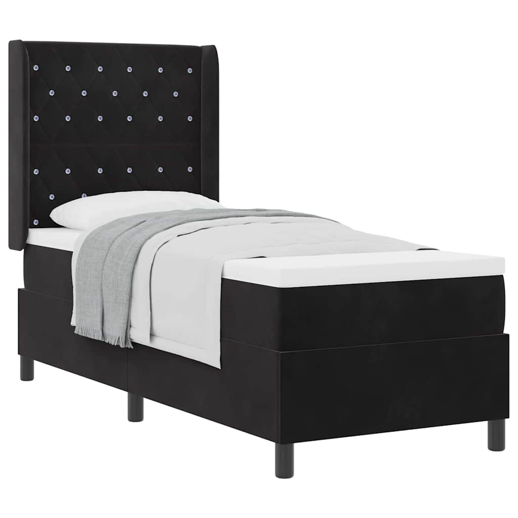 Boxspringbett mit Kopfteil Schwarz 80 x 200 cm Samt