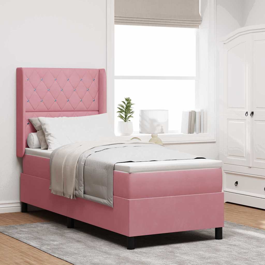 Boxspringbett mit Matratze mit Kopfteil Rosa 80 x 200 cm Samt