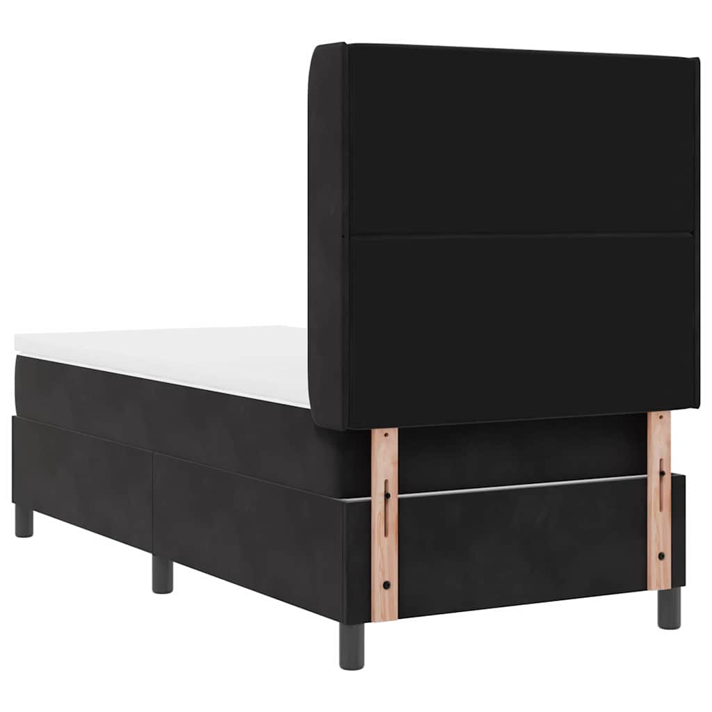 Boxspringbett mit Matratze Schwarz 90 x 200 cm Samt
