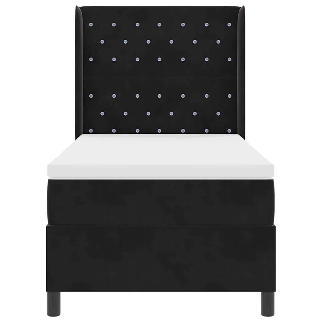 Boxspringbett mit Matratze Schwarz 90 x 200 cm Samt