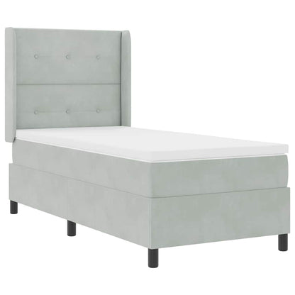 Boxspringbett mit Kopfteil Hellgrau 80 x 200 cm Samt