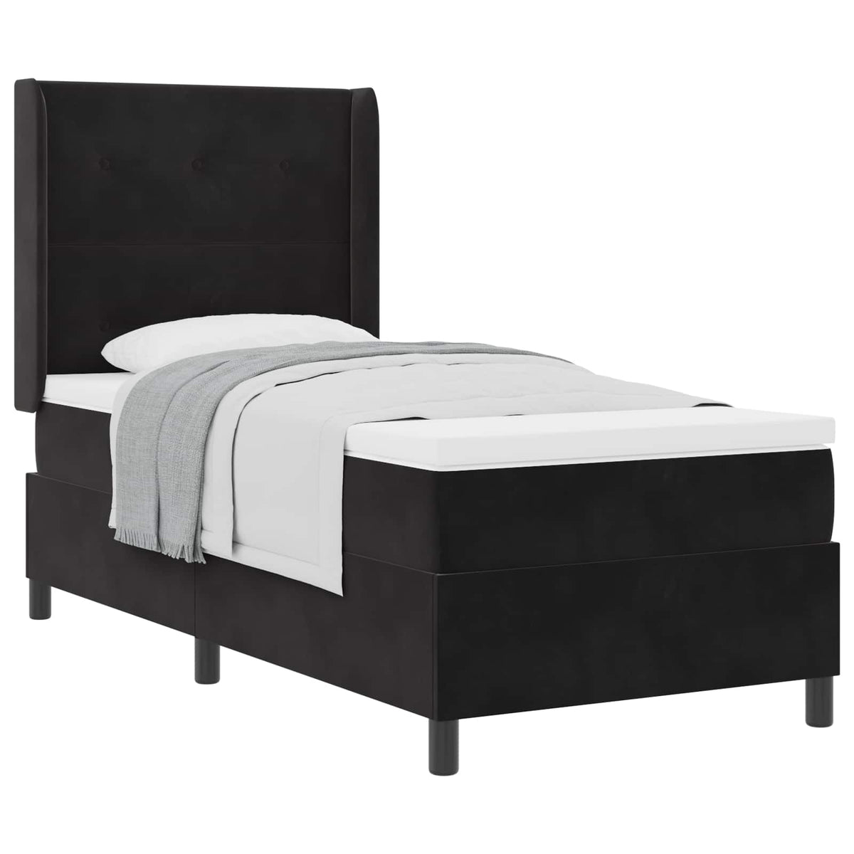 Boxspringbett mit Kopfteil Schwarz 80 x 200 cm Samt
