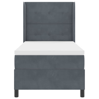 Boxspringbett mit Kopfteil Dunkelgrau 90 x 190 cm Samt