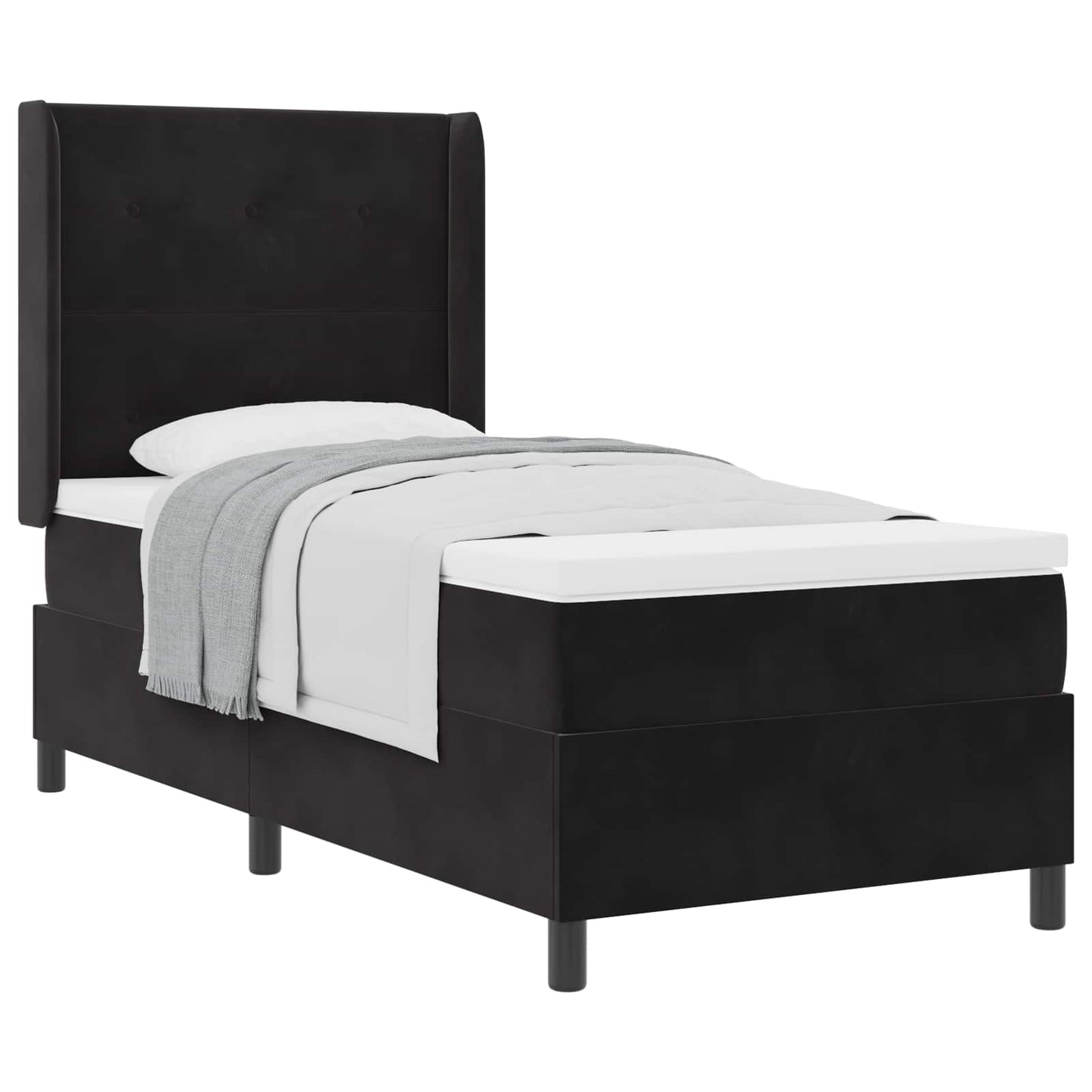Boxspringbett mit Matratze Schwarz 90 x 190 cm Samt