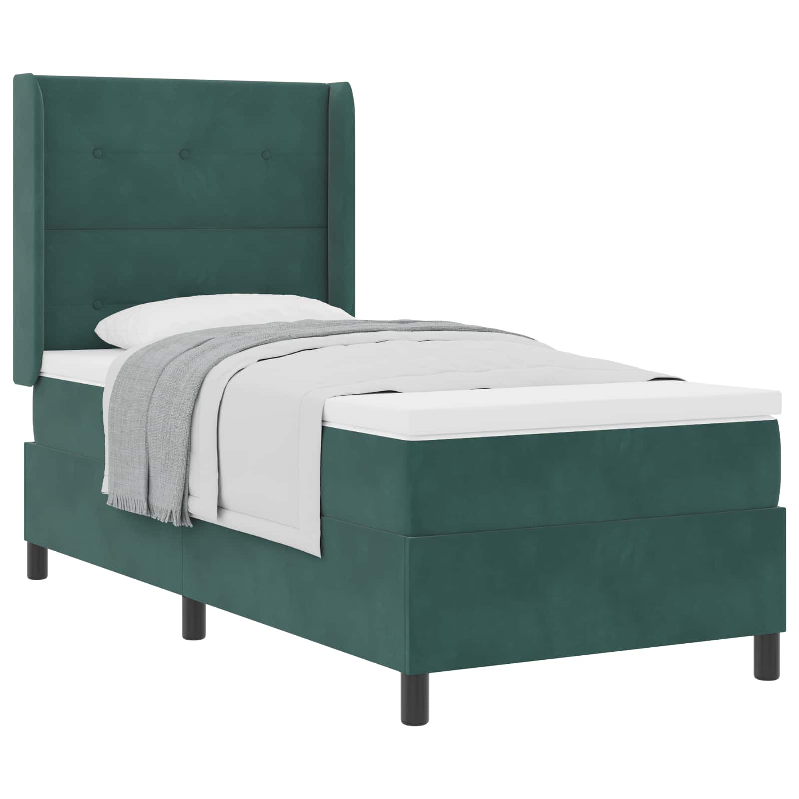 Boxspringbett mit Kopfteil Dunkelgrün 100 x 200 cm Samt