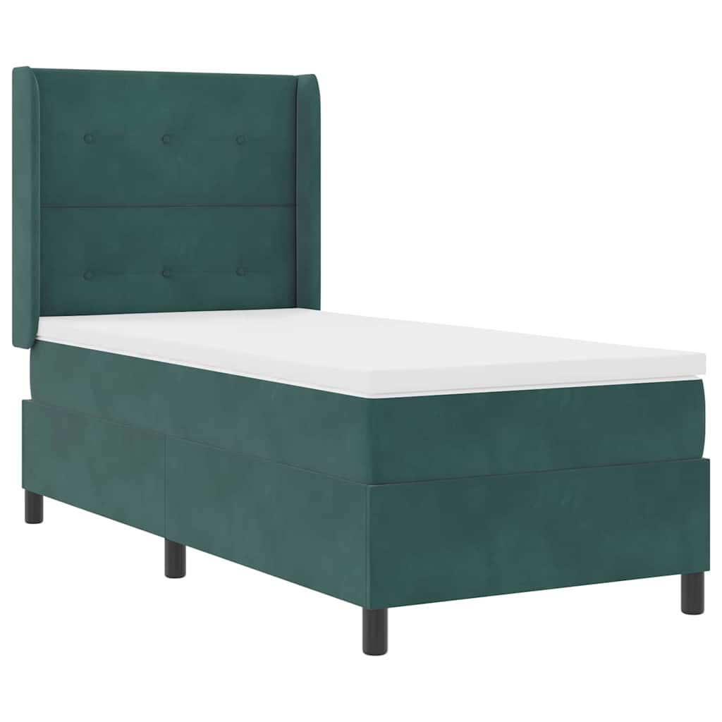 Boxspringbett mit Kopfteil Dunkelgrün 100 x 200 cm Samt