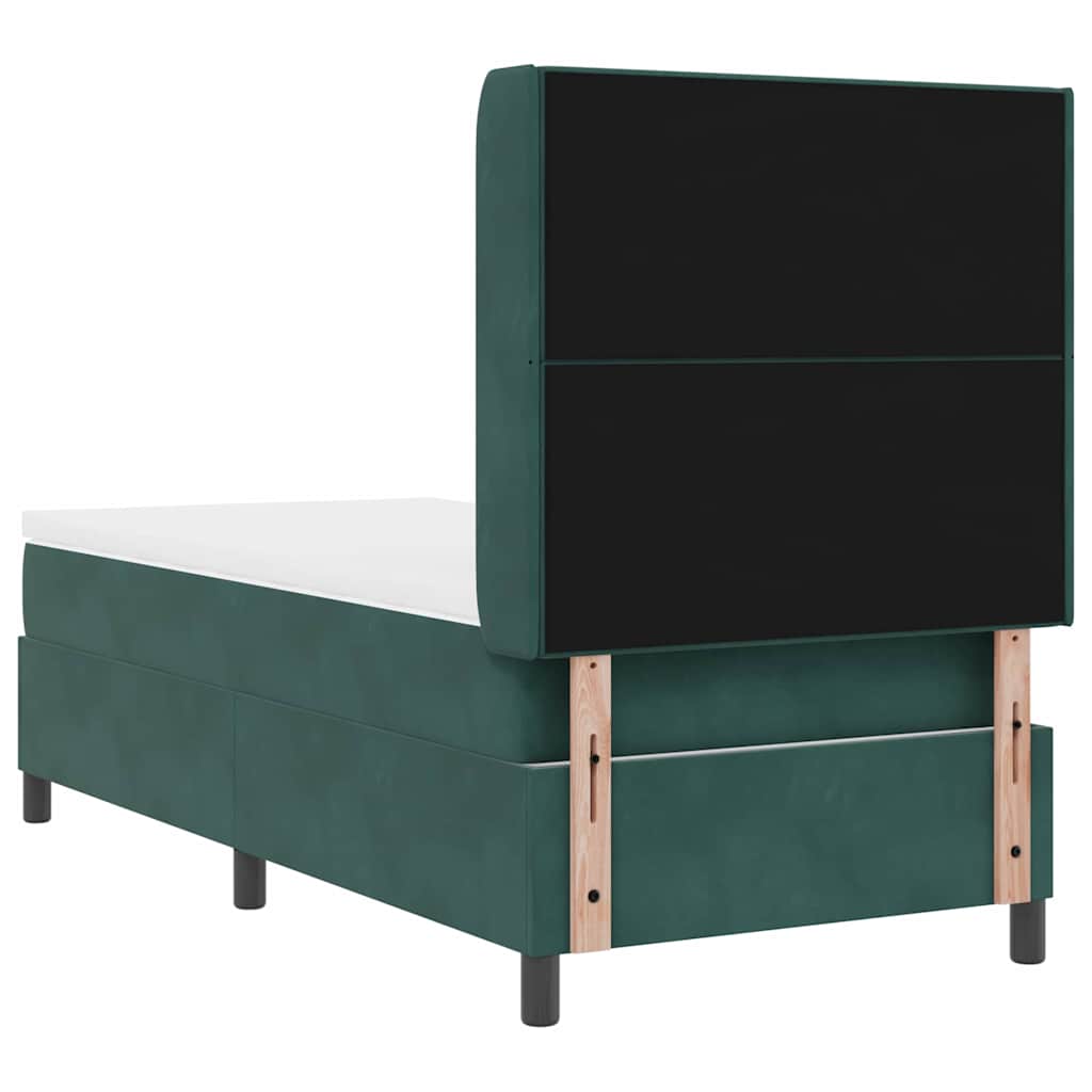 Boxspringbett mit Kopfteil Dunkelgrün 100 x 200 cm Samt