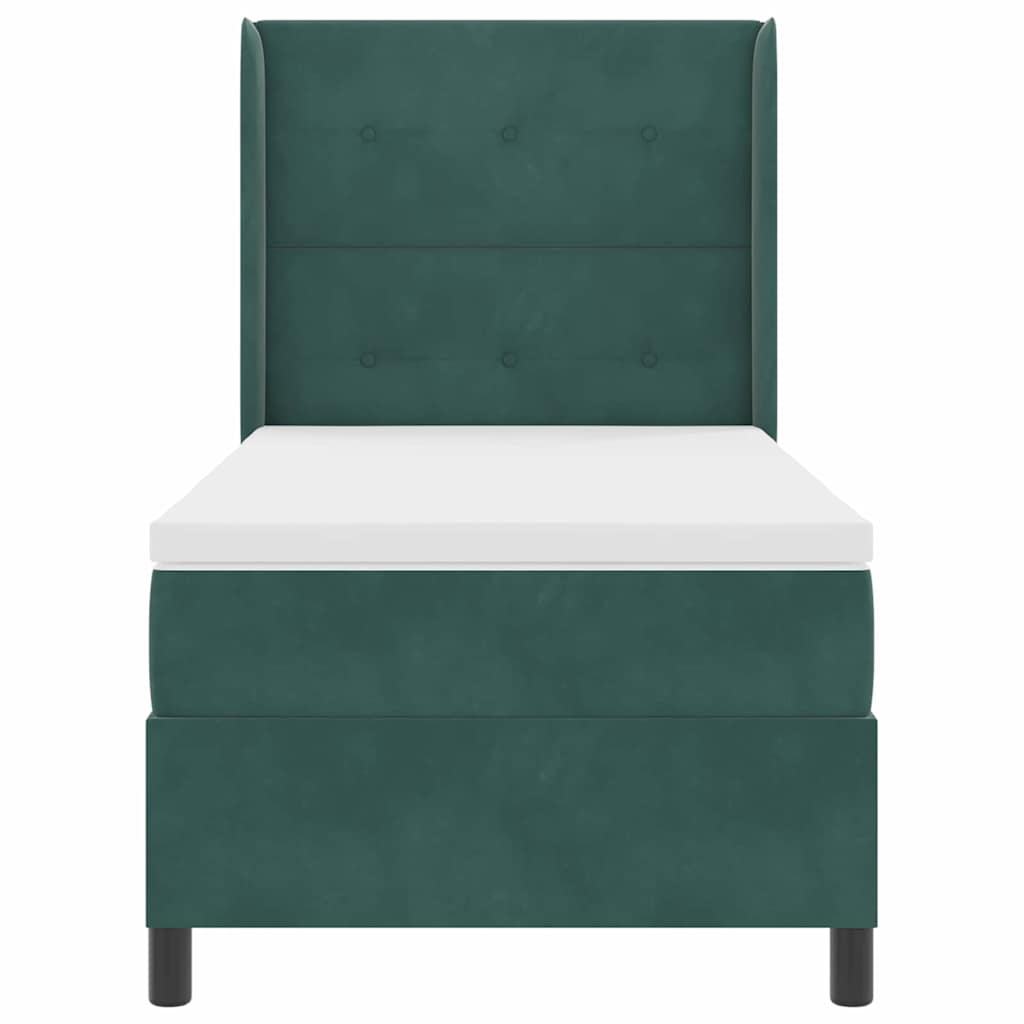Boxspringbett mit Kopfteil Dunkelgrün 100 x 200 cm Samt