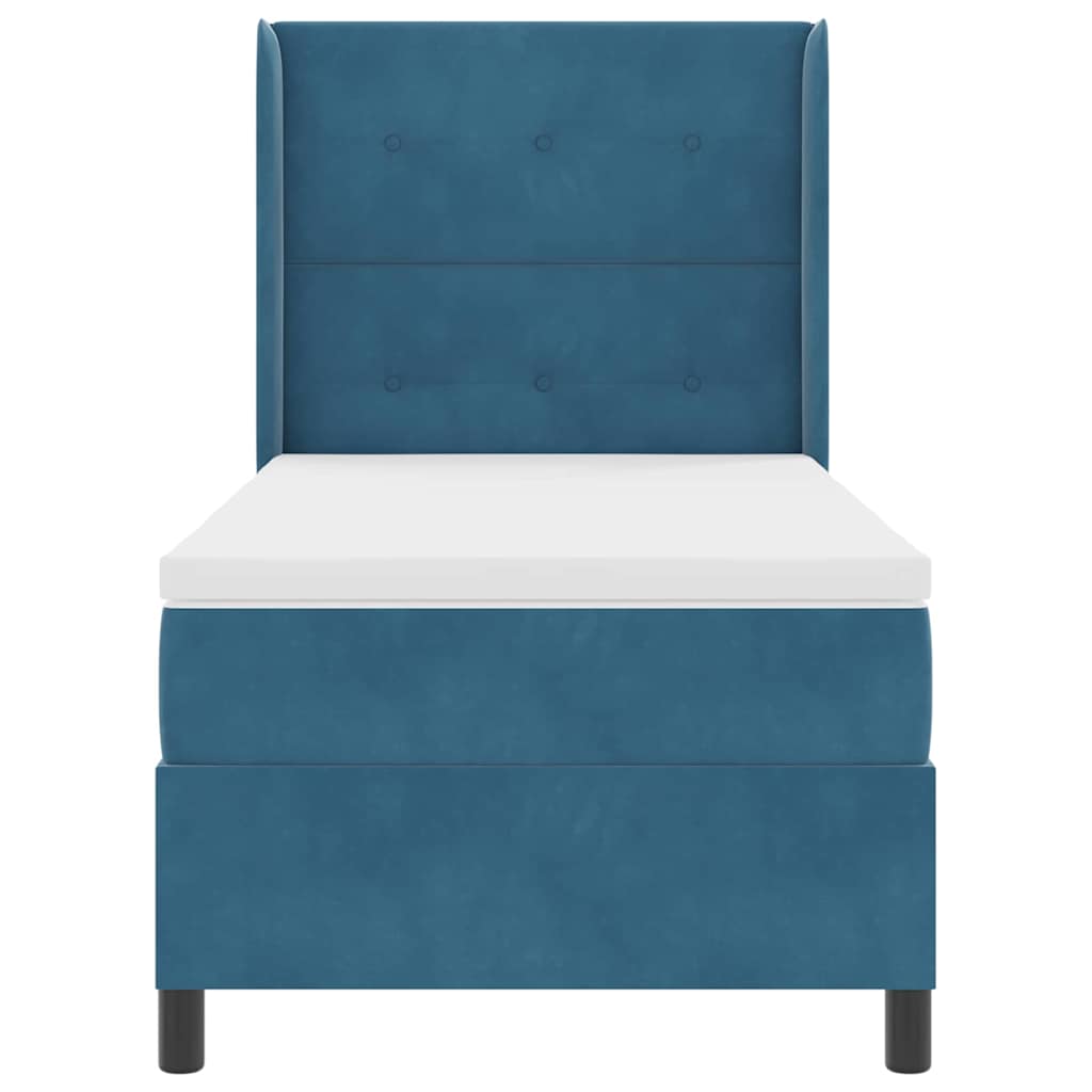 Boxspringbett mit Kopfteil Blau 100 x 200 cm Samt