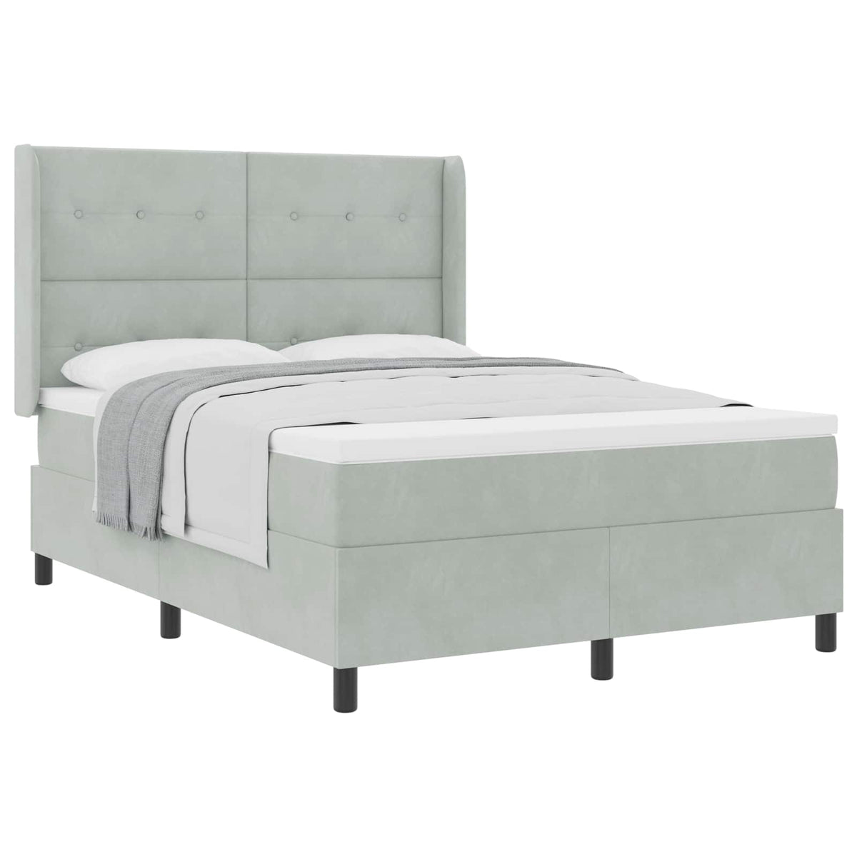 Boxspringbett mit Kopfteil Hellgrau 140 x 190 cm Samt