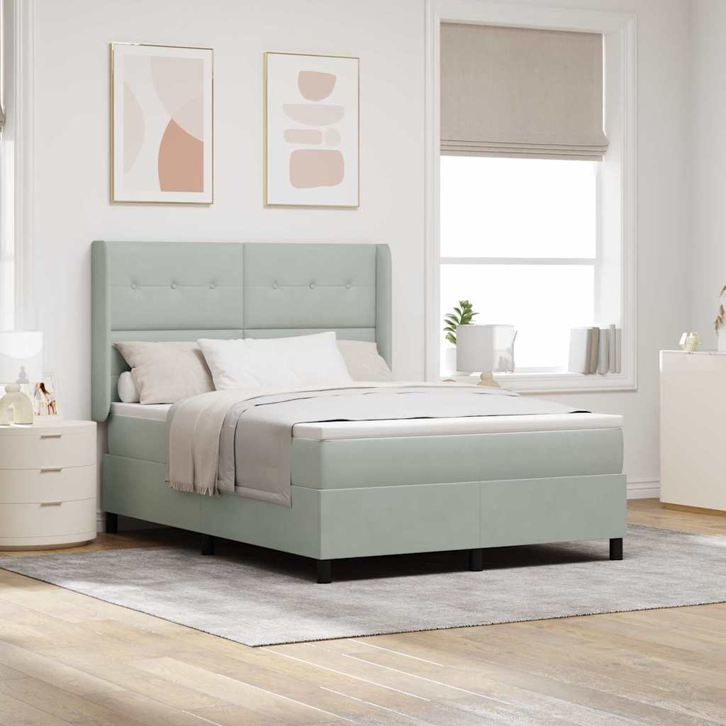 Boxspringbett mit Kopfteil Hellgrau 140 x 200 cm Samt
