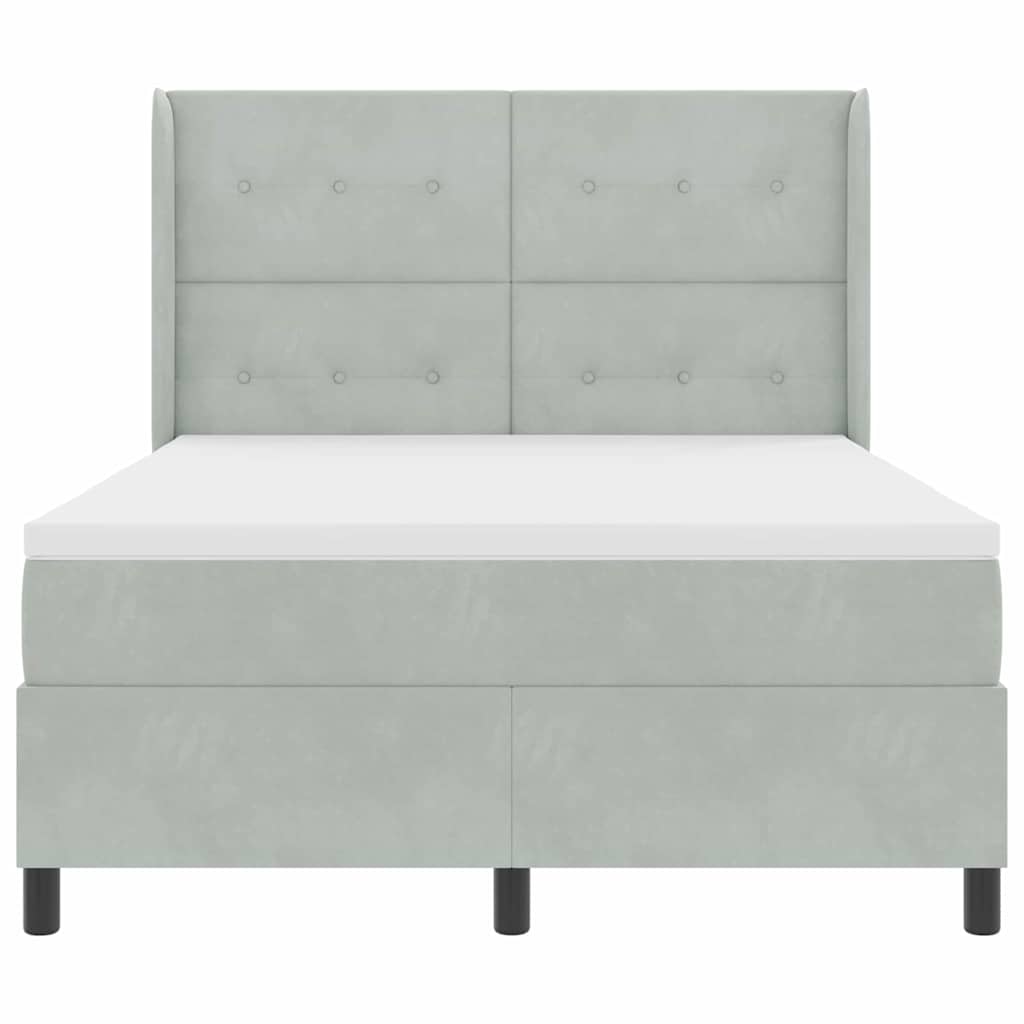 Boxspringbett mit Kopfteil Hellgrau 140 x 200 cm Samt