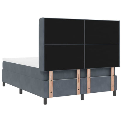 Boxspringbett mit Kopfteil Dunkelgrau 140 x 200 cm Samt
