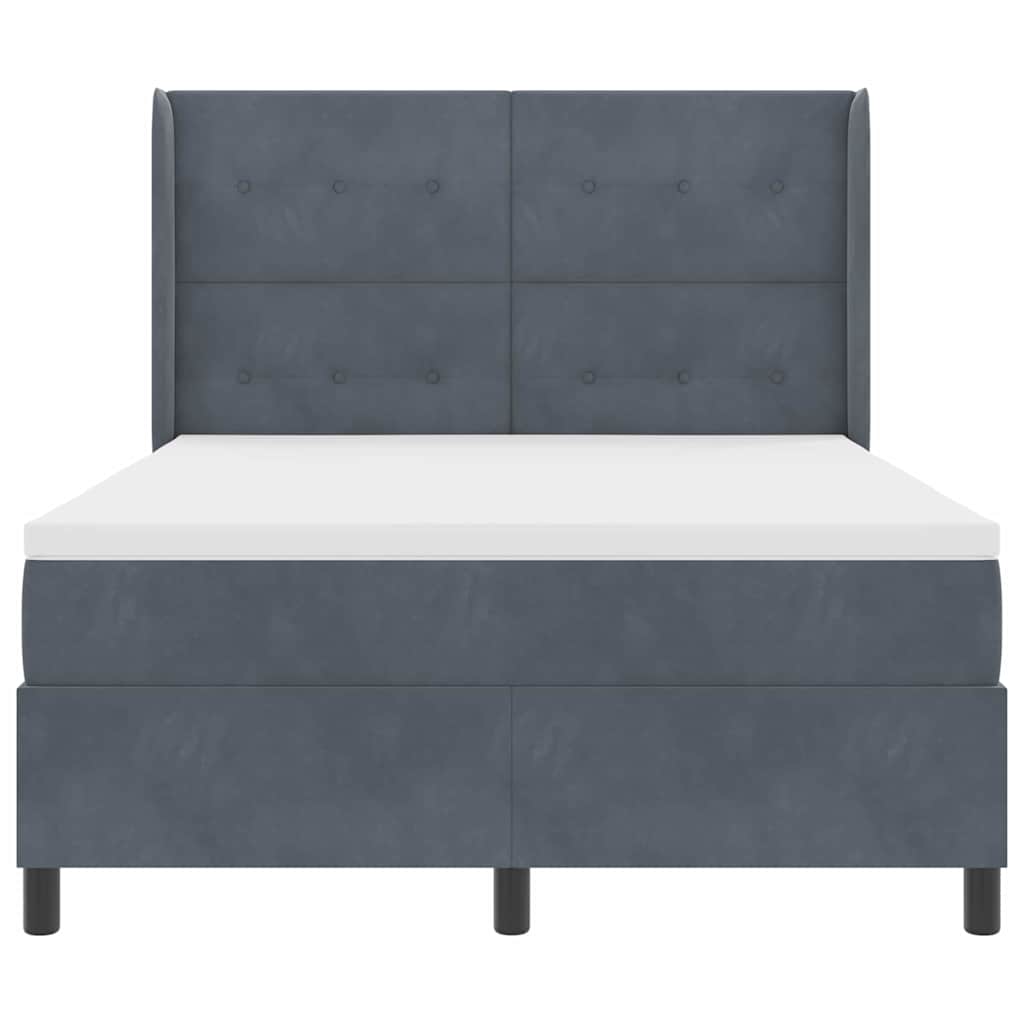 Boxspringbett mit Matratze Dunkelgrau 140 x 200 cm Samt