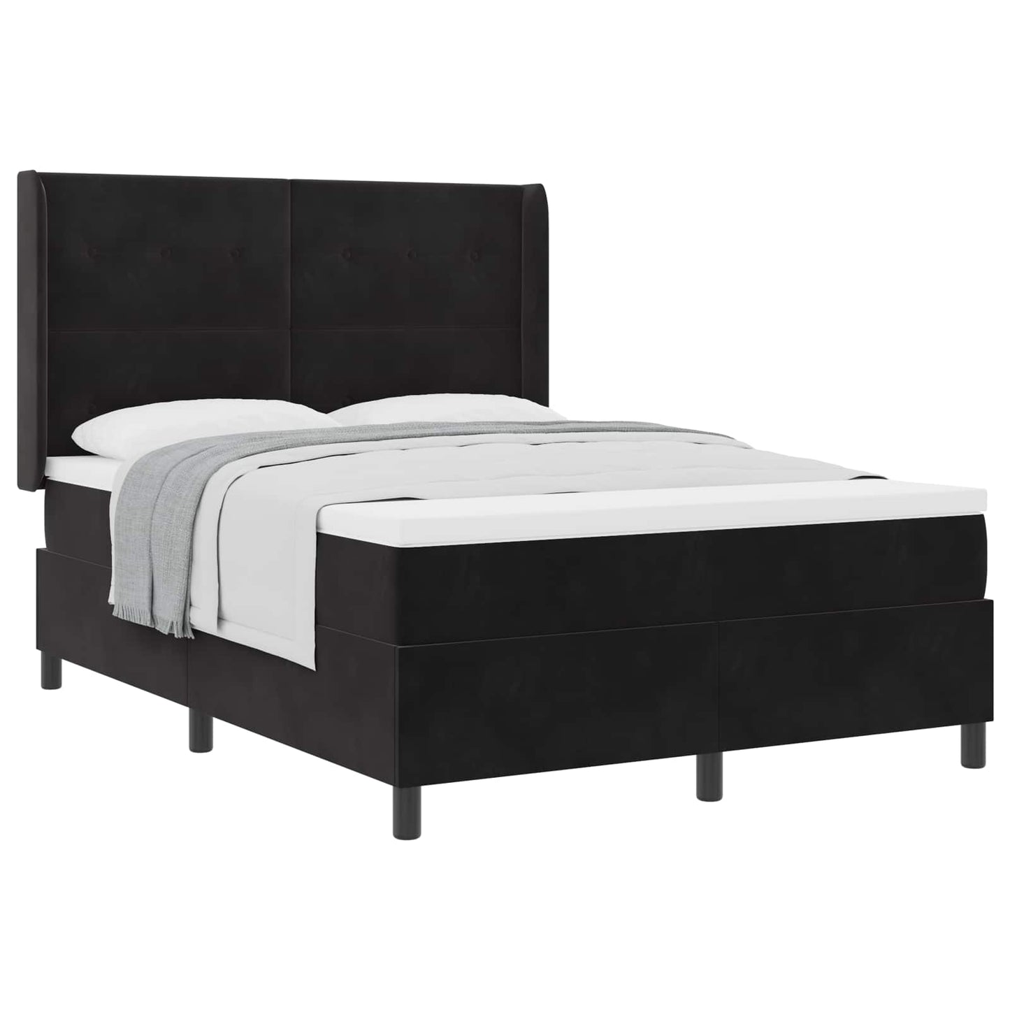 Boxspringbett mit Matratze Schwarz 140 x 200 cm Samt
