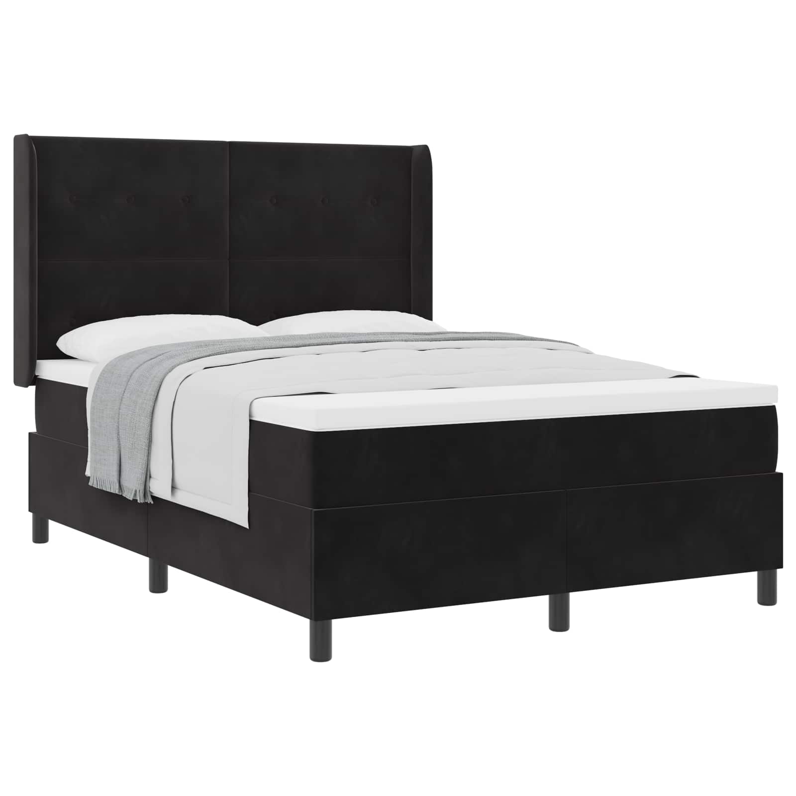 Boxspringbett mit Matratze Schwarz 140 x 200 cm Samt