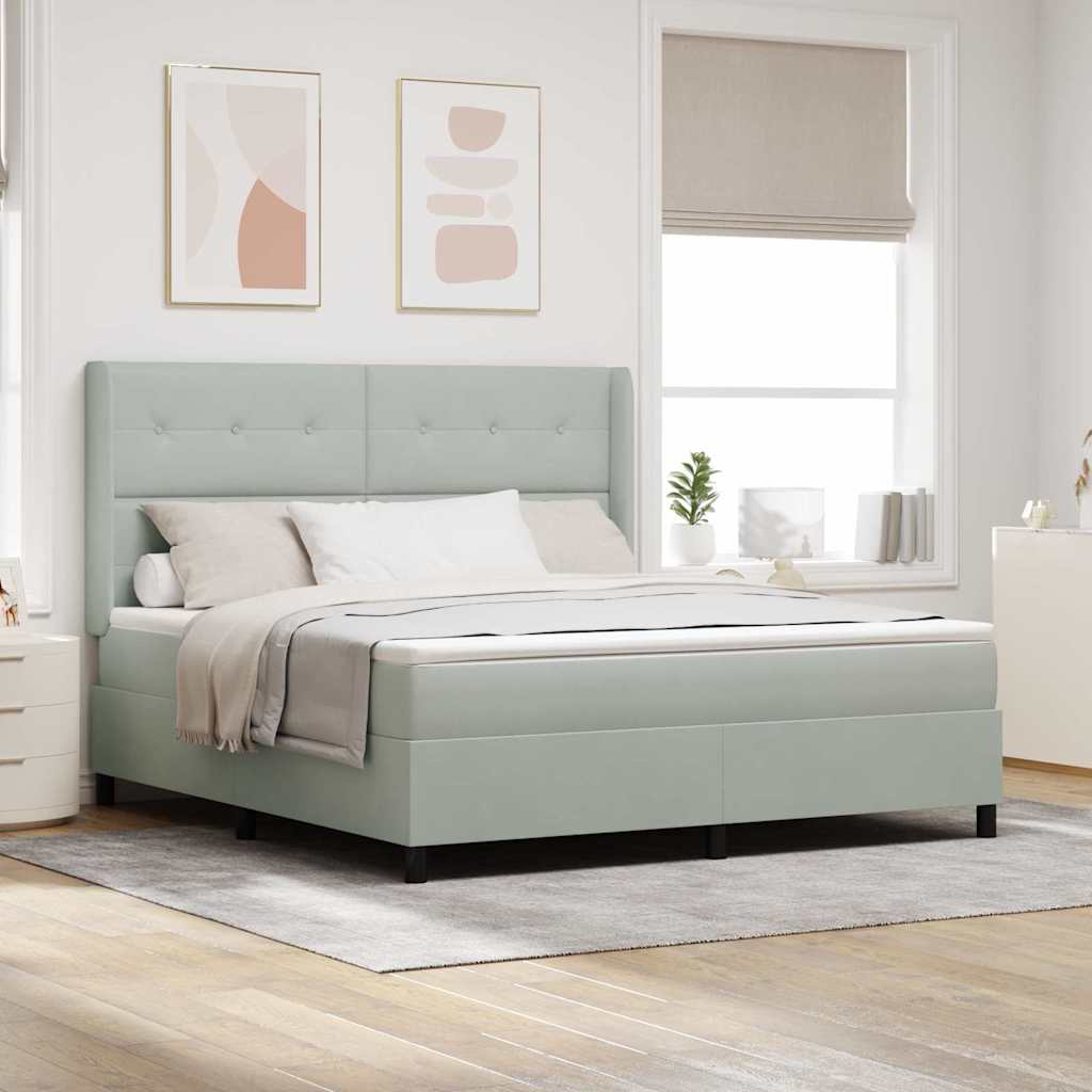 Boxspringbett mit Kopfteil Hellgrau 180 x 200 cm Samt