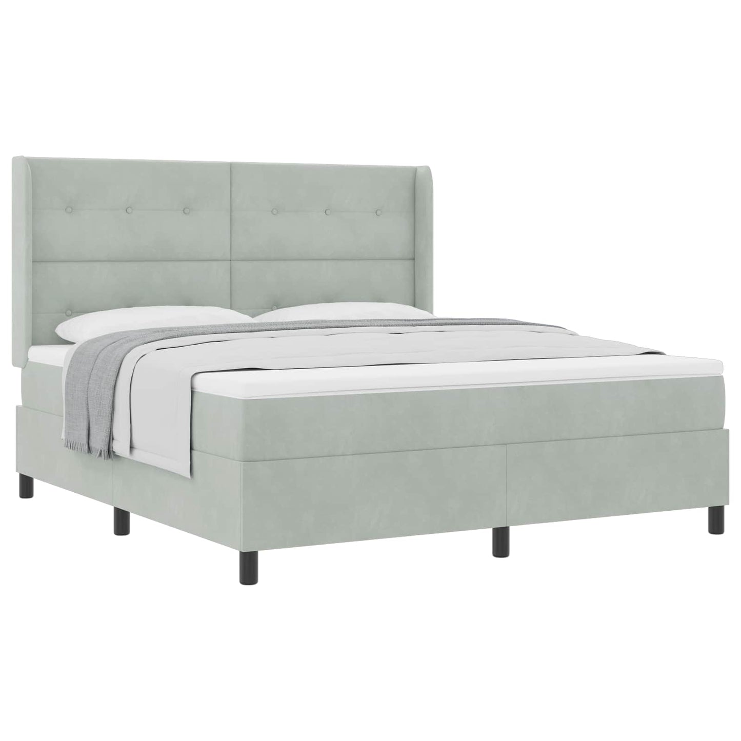 Boxspringbett mit Kopfteil Hellgrau 180 x 200 cm Samt
