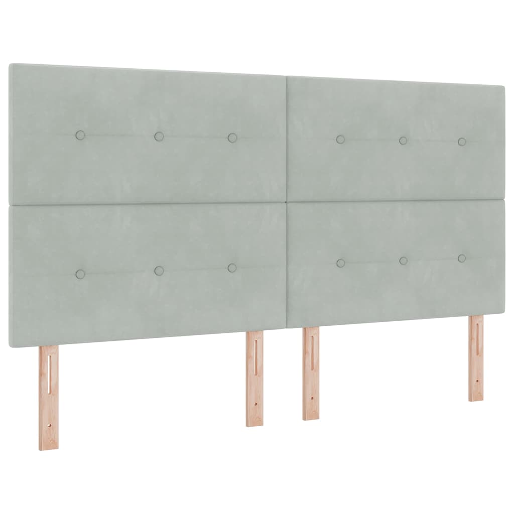 Boxspringbett mit Kopfteil Hellgrau 180 x 200 cm Samt