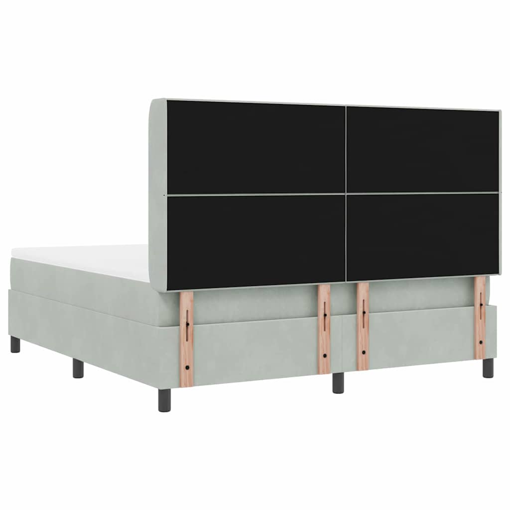 Boxspringbett mit Kopfteil Hellgrau 180 x 200 cm Samt